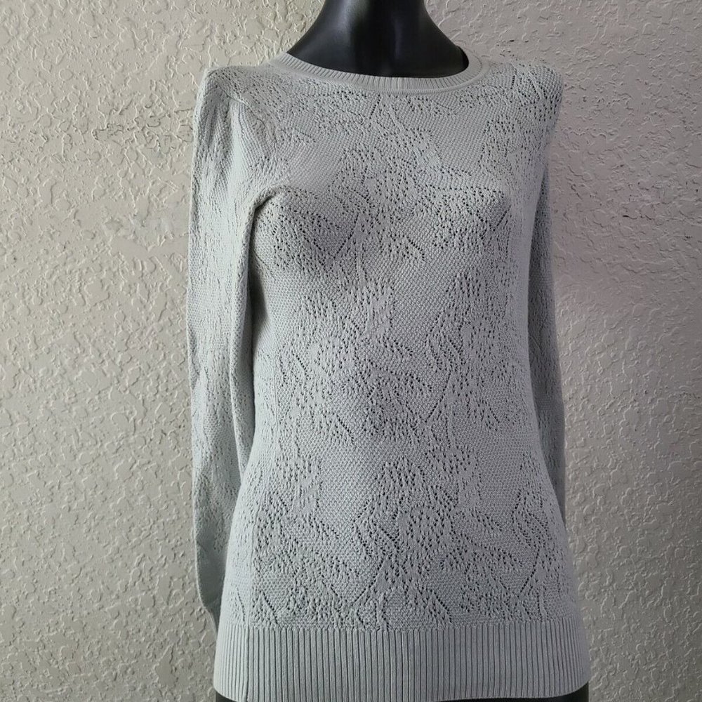 Womens Small Light Blue/Sparkly Long Sleeve Crew Neck Sweater